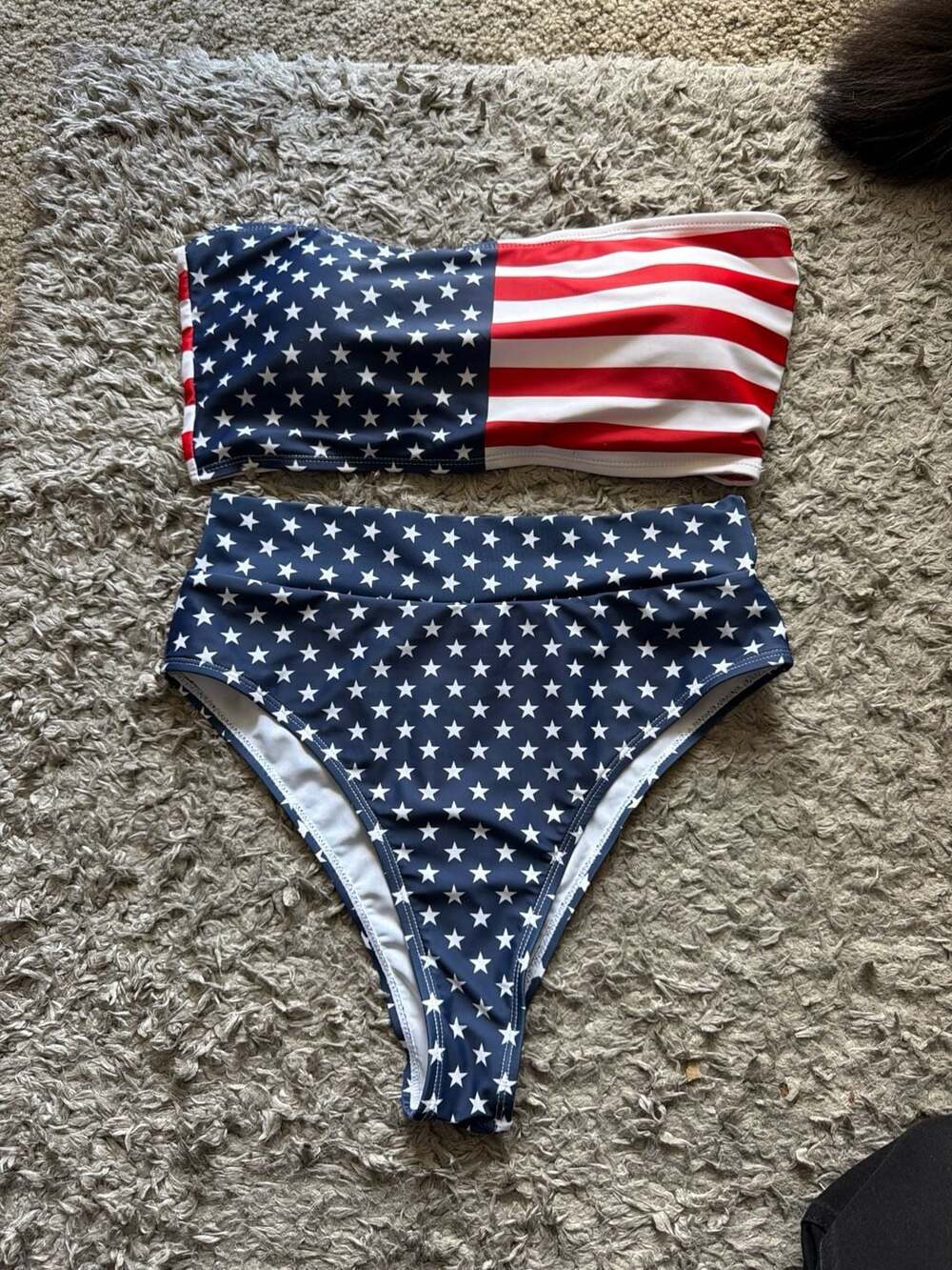 American Flag Bandeau High Waisted Bikini Set Stars and Stripes